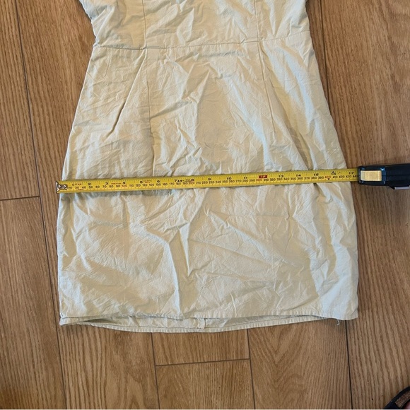 Kendall + Kylie Backless Puff Sleeve Tie Back Khaki Mini Dress | Light Green | S - Picture 15 of 16